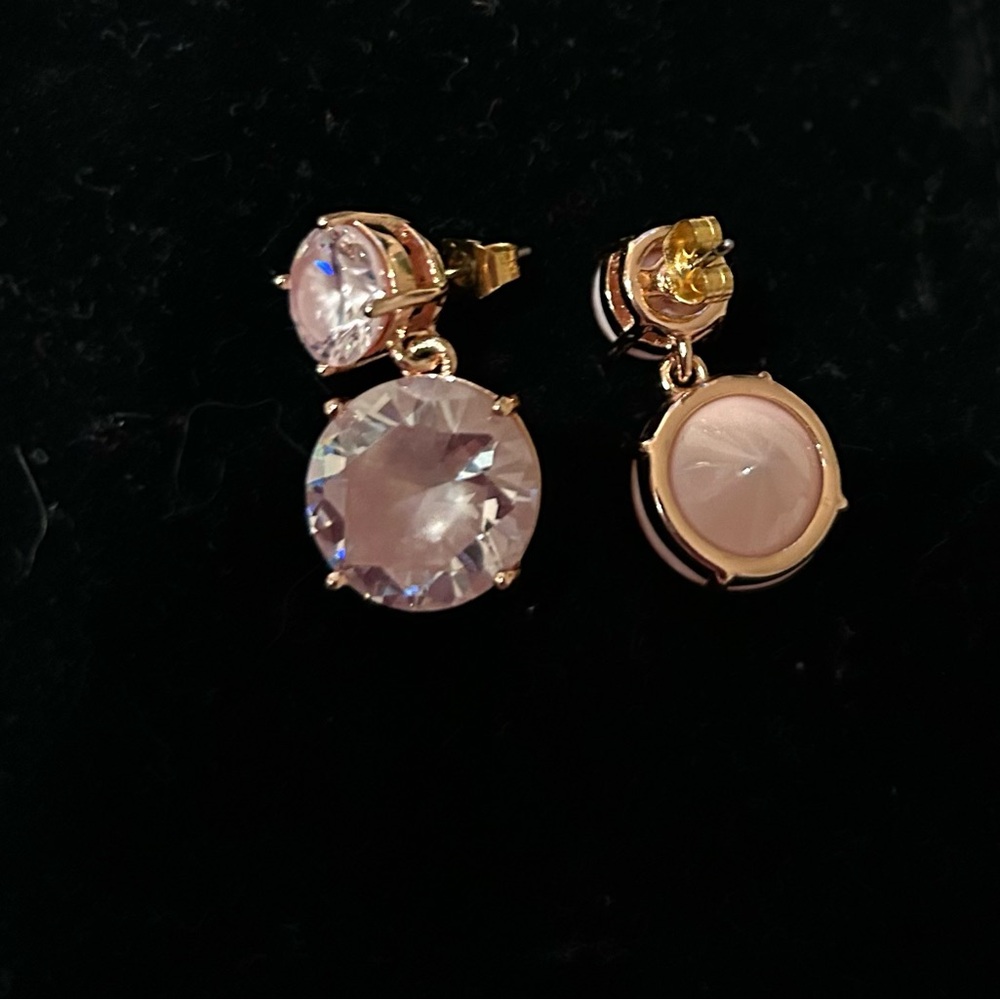 Kate Spade Gold and Pink Crystal Earrings
